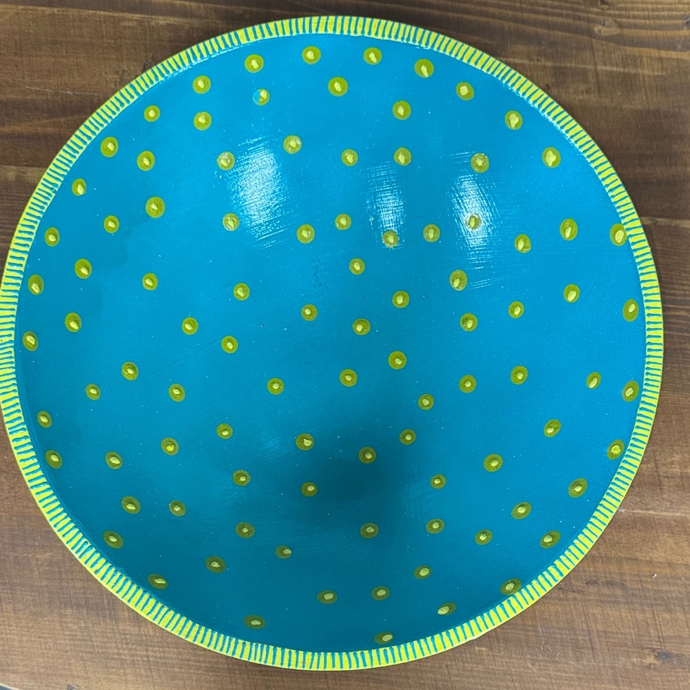 Blue and Yellow Polka Dot Bowl